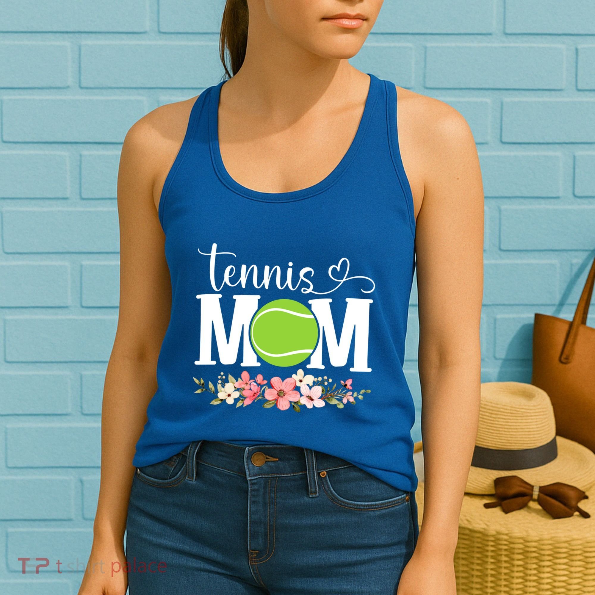 Cool Tennis Mom Flower Mom MotherS Day Cute Mom Tennis Mama Gift Women's Tank Top