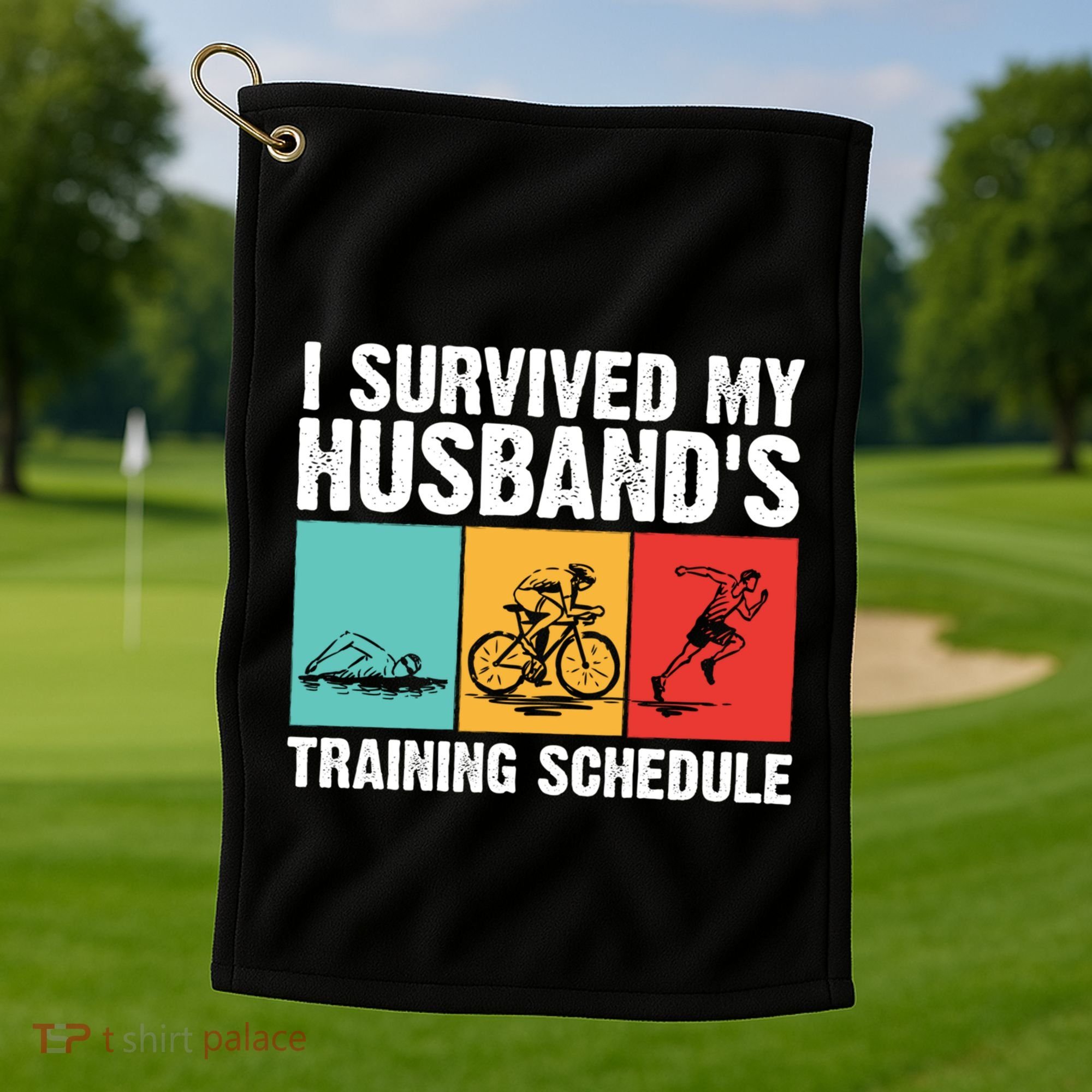 Cool Triathlon Mom Swimming Running Swim Bike Run Gift Golf Towel