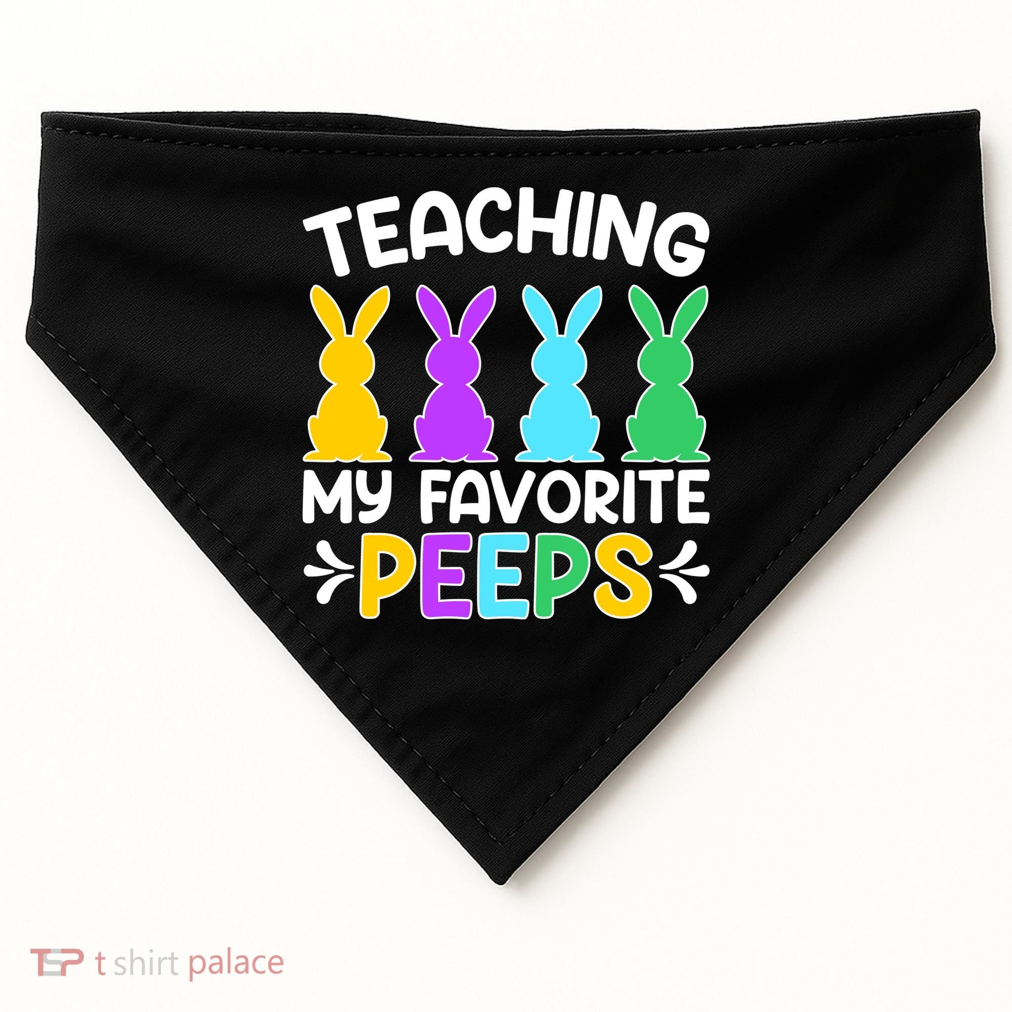 Cute Teaching My Favorite Peeps Happy Easter Day Teacher USA-Made Doggie Bandana