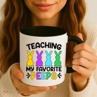 Cute Teaching My Favorite Peeps Happy Easter Day Teacher Coffee Mug thumb 3