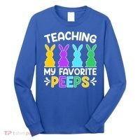 Cute Teaching My Favorite Peeps Happy Easter Day Teacher Long Sleeve Shirt thumb 0