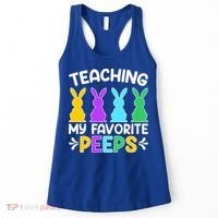 Cute Teaching My Favorite Peeps Happy Easter Day Teacher Women's Tank Top thumb 0