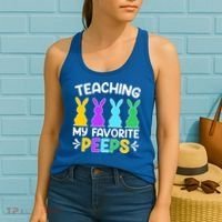 Cute Teaching My Favorite Peeps Happy Easter Day Teacher Women's Tank Top thumb 2
