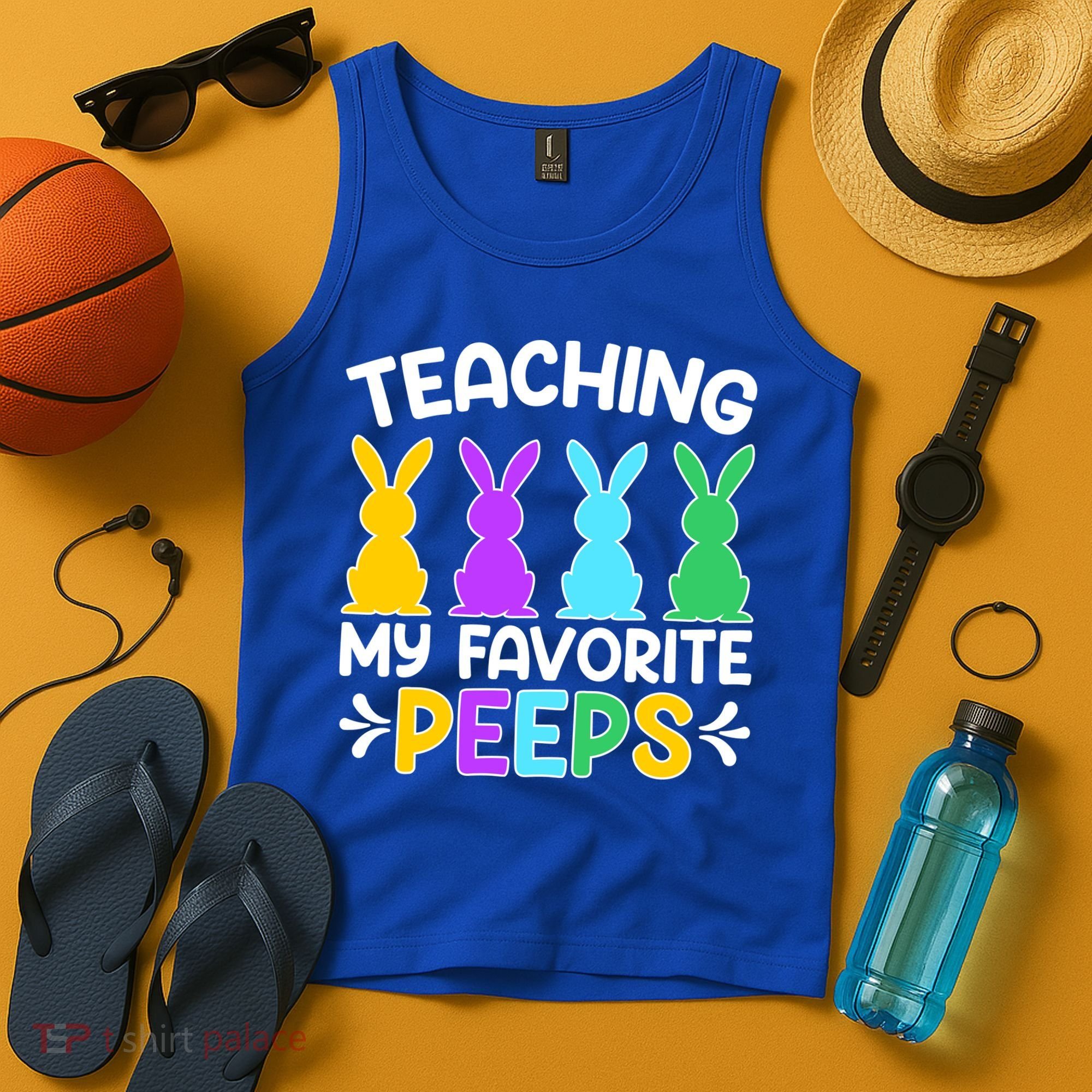 Cute Teaching My Favorite Peeps Happy Easter Day Teacher Tank Top