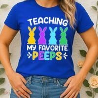 Cute Teaching My Favorite Peeps Happy Easter Day Teacher Women's T-Shirt thumb 2