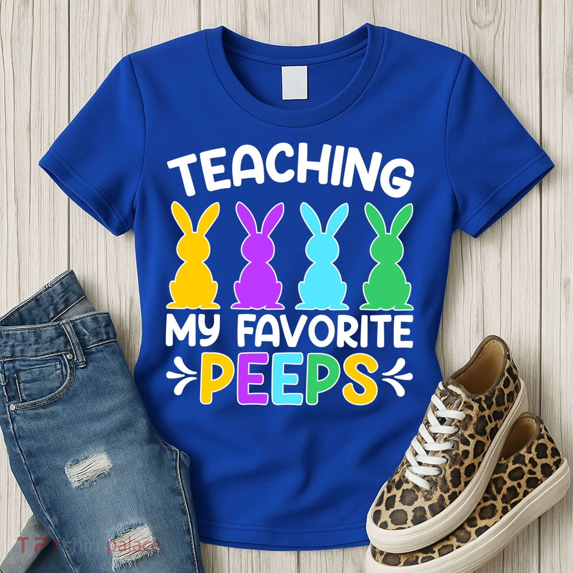 Cute Teaching My Favorite Peeps Happy Easter Day Teacher Women's T-Shirt