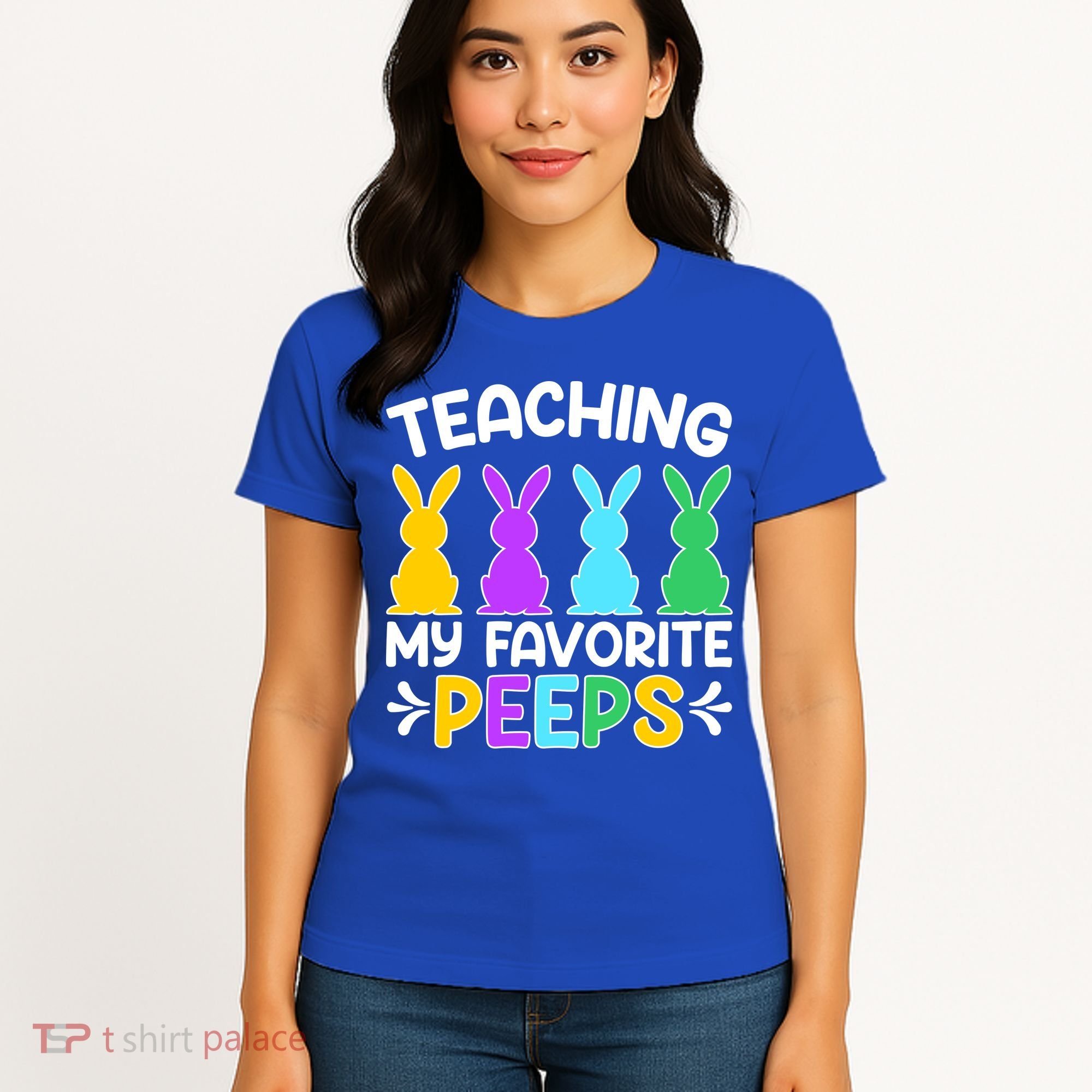 Cute Teaching My Favorite Peeps Happy Easter Day Teacher Women's T-Shirt