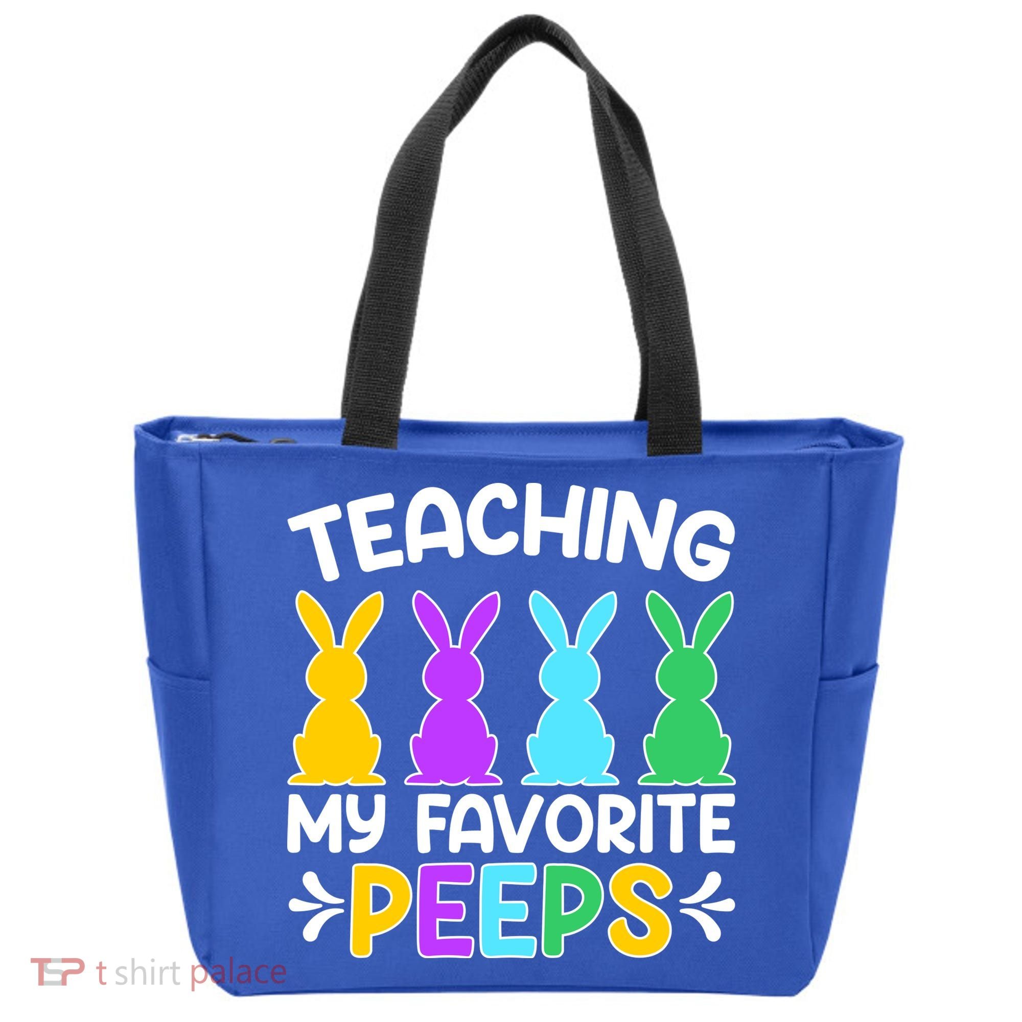 Cute Teaching My Favorite Peeps Happy Easter Day Teacher Tote Bag