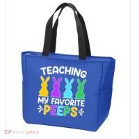 Cute Teaching My Favorite Peeps Happy Easter Day Teacher Tote Bag thumb 3