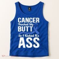 Cancer Touched My Butt So I Kicked It's Ass Colon Cancer Tank Top thumb 2