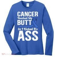 Cancer Touched My Butt So I Kicked It's Ass Colon Cancer Women's Long Sleeve Shirt thumb 0