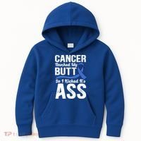 Cancer Touched My Butt So I Kicked It's Ass Colon Cancer Kids Hoodie thumb 0