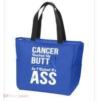 Cancer Touched My Butt So I Kicked It's Ass Colon Cancer Tote Bag thumb 3