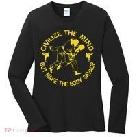 Civilize The Mind But Make The Body Savage MMA BJJ Jiu Jitsu Women's Long Sleeve Shirt thumb 0