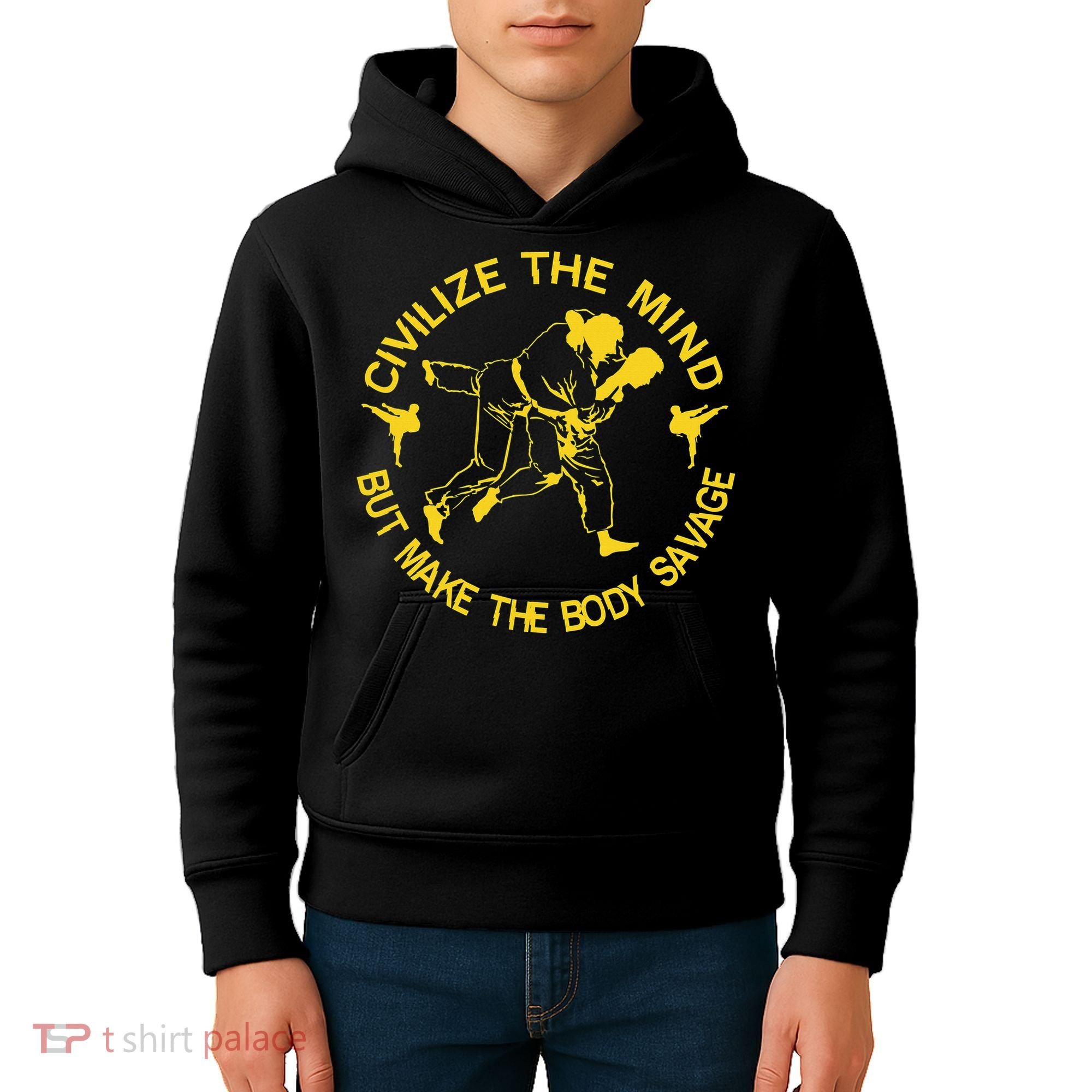 Civilize The Mind But Make The Body Savage MMA BJJ Jiu Jitsu Kids Hoodie