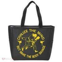 Civilize The Mind But Make The Body Savage MMA BJJ Jiu Jitsu Tote Bag thumb 0