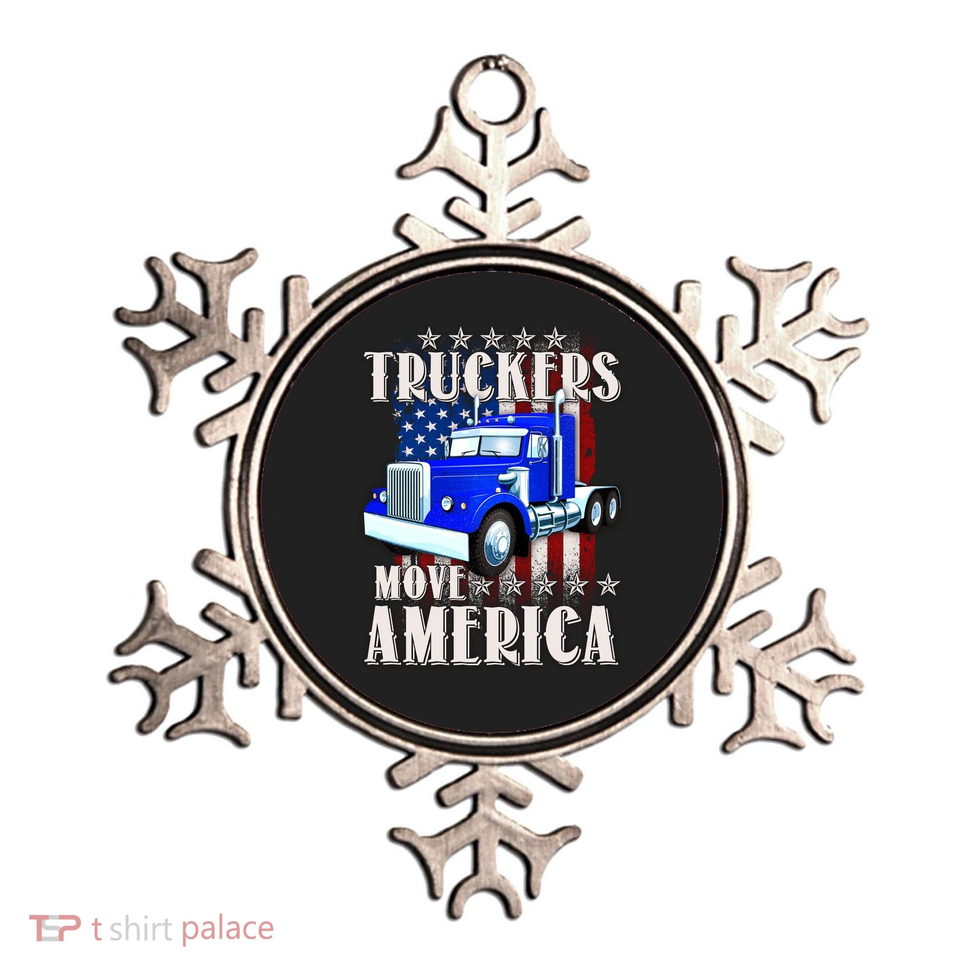 Cool Truckers Move America Semi Truck Distressed Flag Ornament