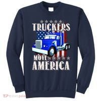 Cool Truckers Move America Semi Truck Distressed Flag Sweatshirt thumb 0
