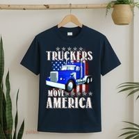 Cool Truckers Move America Semi Truck Distressed Flag T-Shirt thumb 2