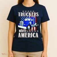 Cool Truckers Move America Semi Truck Distressed Flag T-Shirt thumb 4