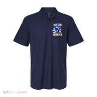 Cool Truckers Move America Semi Truck Distressed Flag Polo thumb 0