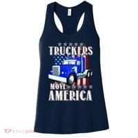 Cool Truckers Move America Semi Truck Distressed Flag Women's Tank Top thumb 0