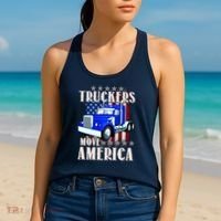 Cool Truckers Move America Semi Truck Distressed Flag Women's Tank Top thumb 2