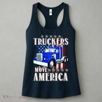 Cool Truckers Move America Semi Truck Distressed Flag Women's Tank Top thumb 3