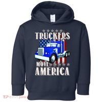 Cool Truckers Move America Semi Truck Distressed Flag Toddler Hoodie thumb 0