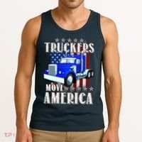 Cool Truckers Move America Semi Truck Distressed Flag Tank Top thumb 3