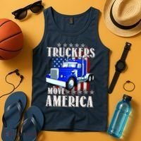 Cool Truckers Move America Semi Truck Distressed Flag Tank Top thumb 4