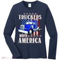 Cool Truckers Move America Semi Truck Distressed Flag Women's Long Sleeve Shirt thumb 0