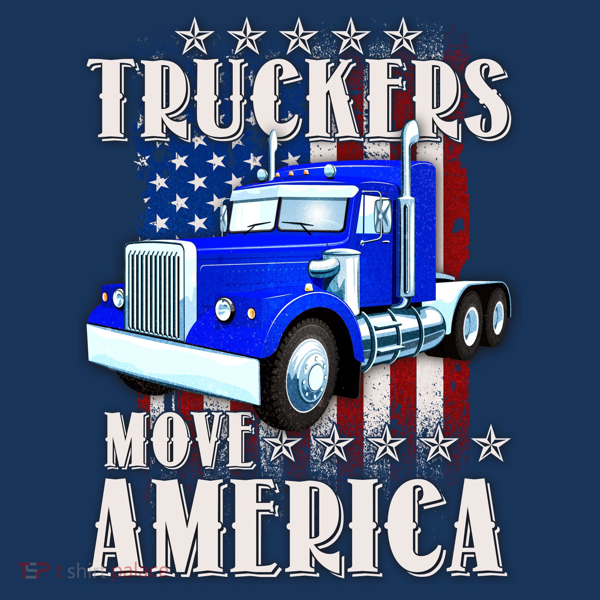 Cool Truckers Move America Semi Truck Distressed Flag Women's Long Sleeve Shirt