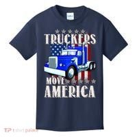Cool Truckers Move America Semi Truck Distressed Flag Kids T-Shirt thumb 0