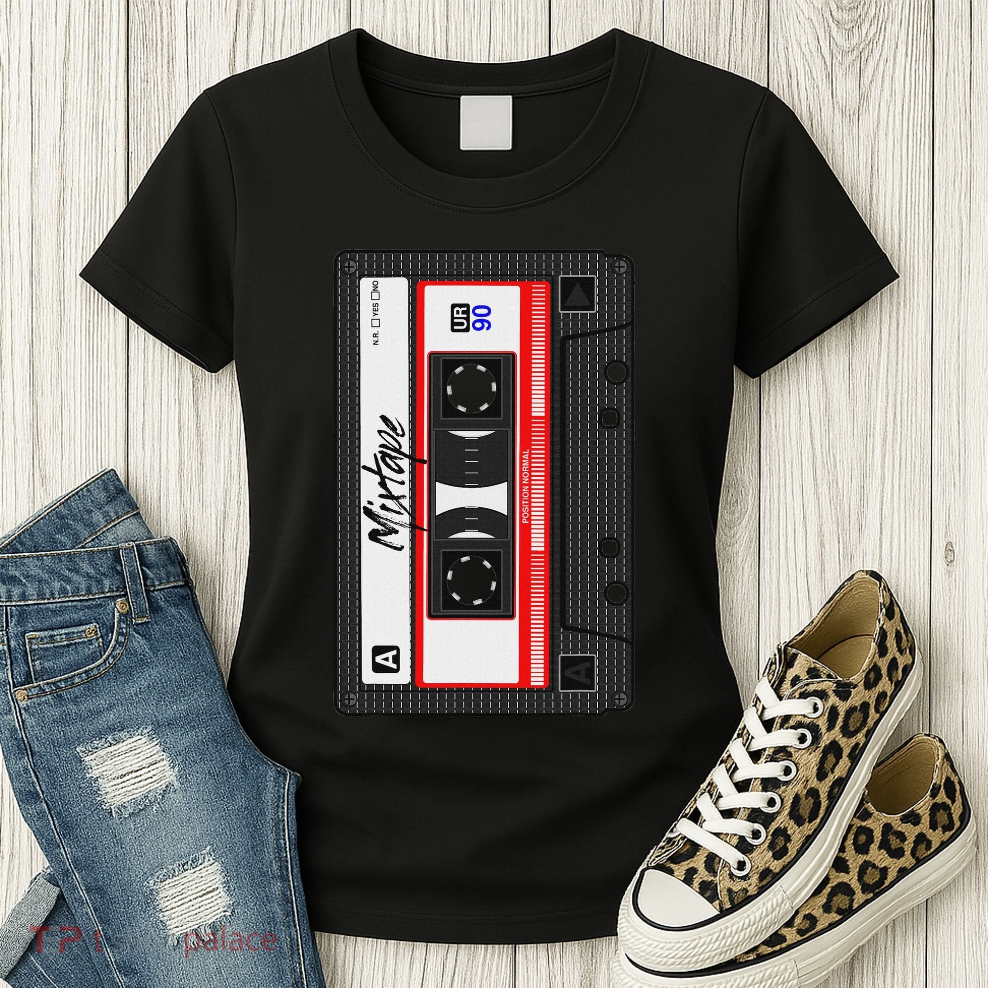 Cassette Tape Music Mix Audio 90s Party 80s Outfit Cassette Women's T-Shirt