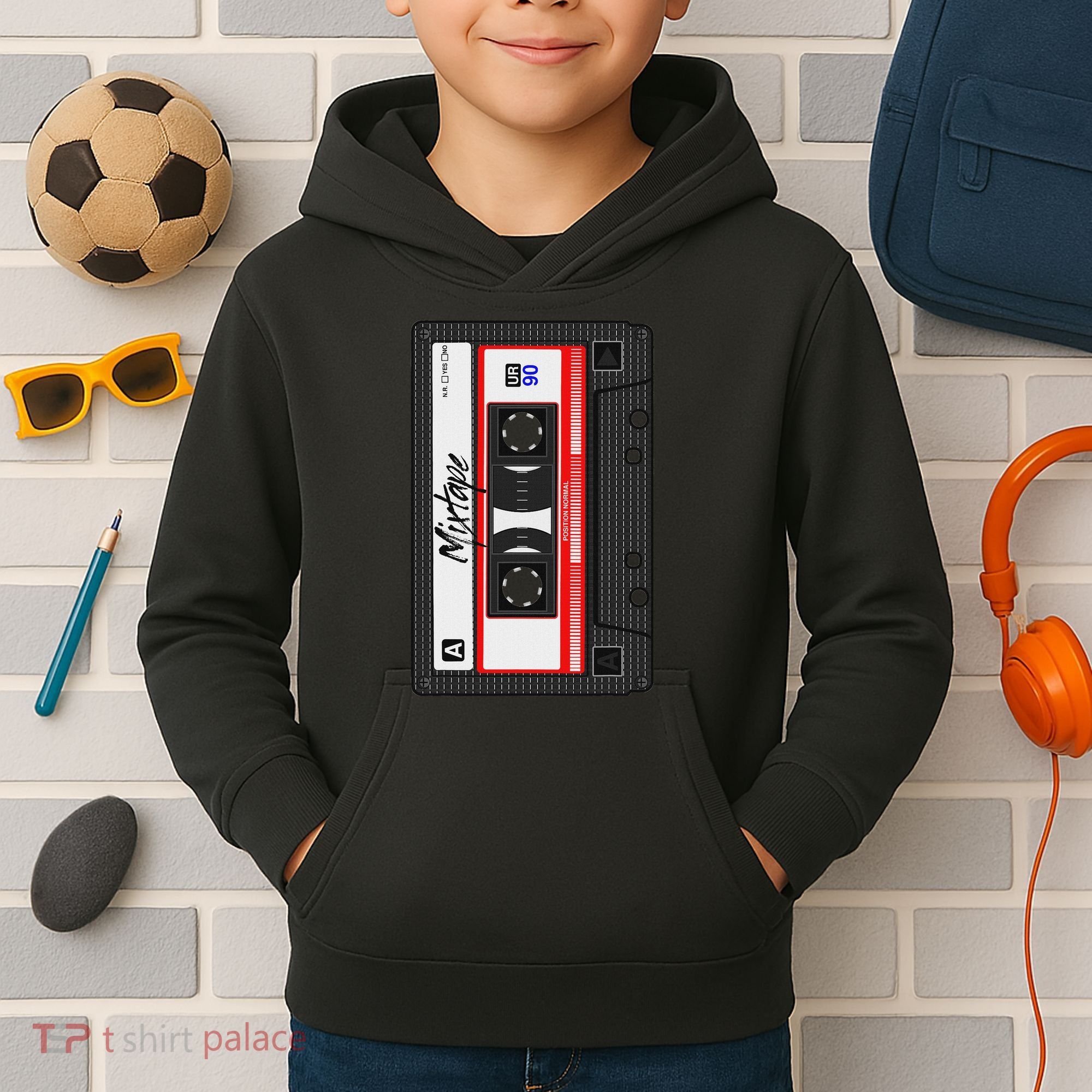 Cassette Tape Music Mix Audio 90s Party 80s Outfit Cassette Kids Hoodie