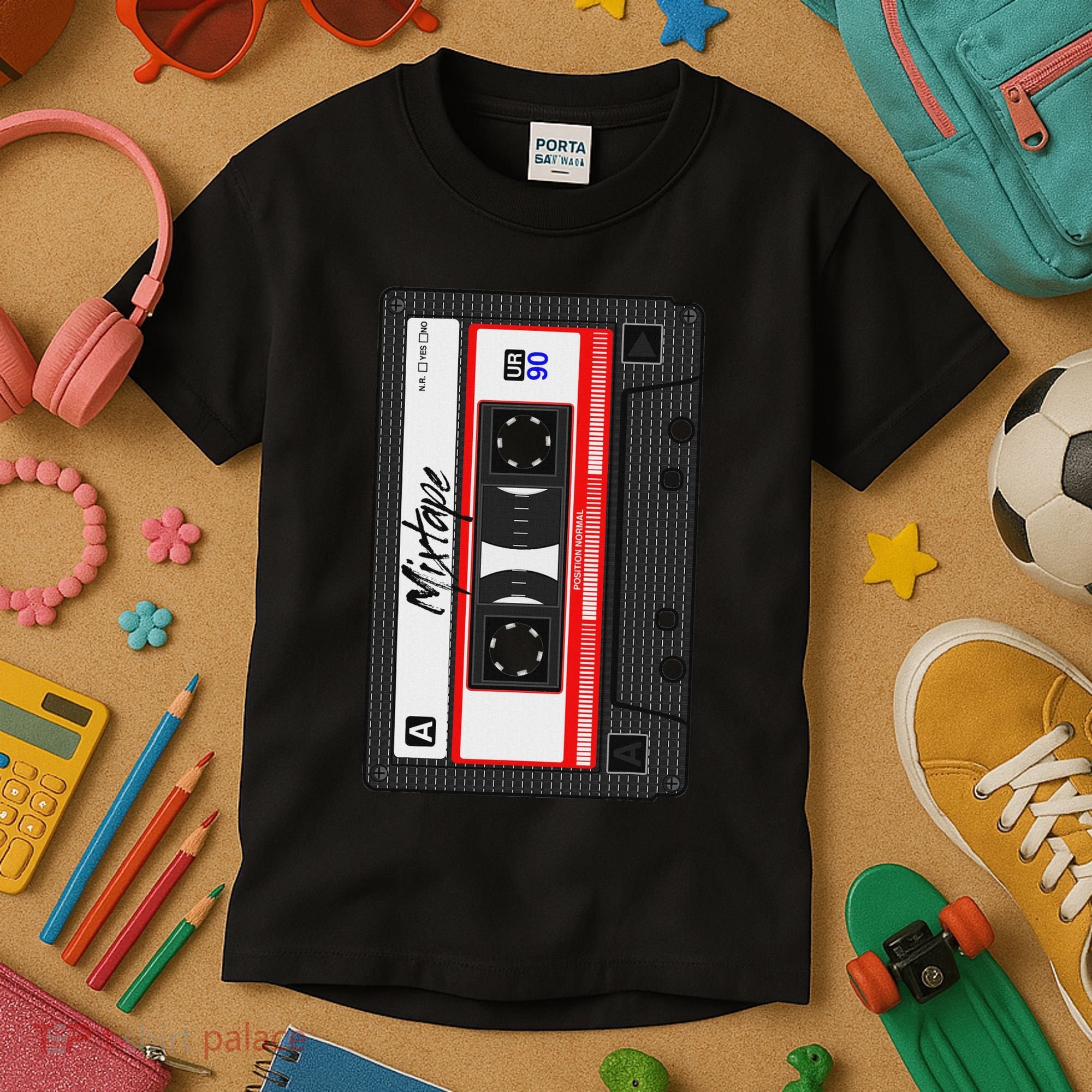 Cassette Tape Music Mix Audio 90s Party 80s Outfit Cassette Kids T-Shirt