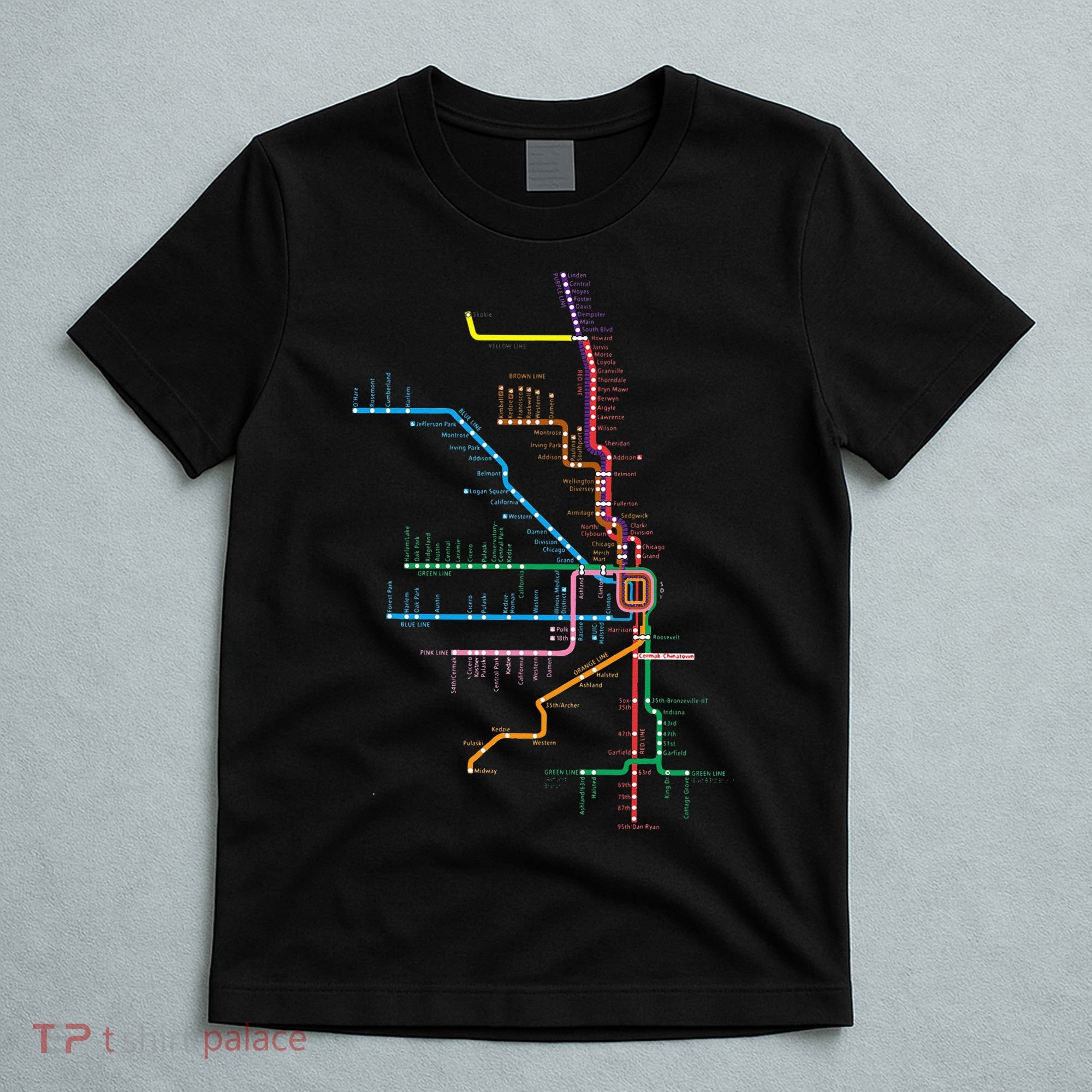 Chicago Trains Map T-Shirt