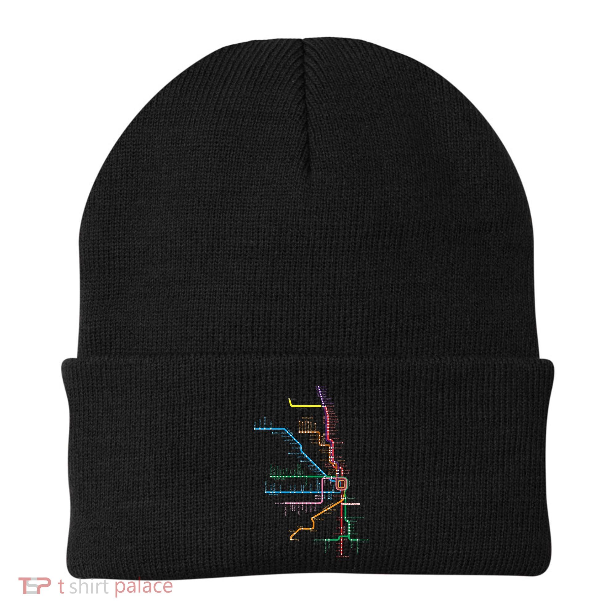 Chicago Trains Map Beanie