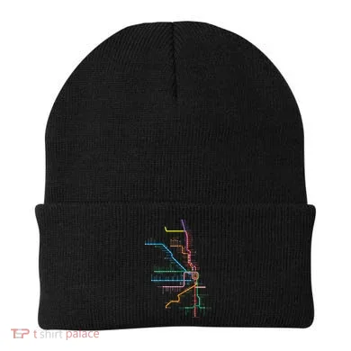 Chicago Trains Map Beanie