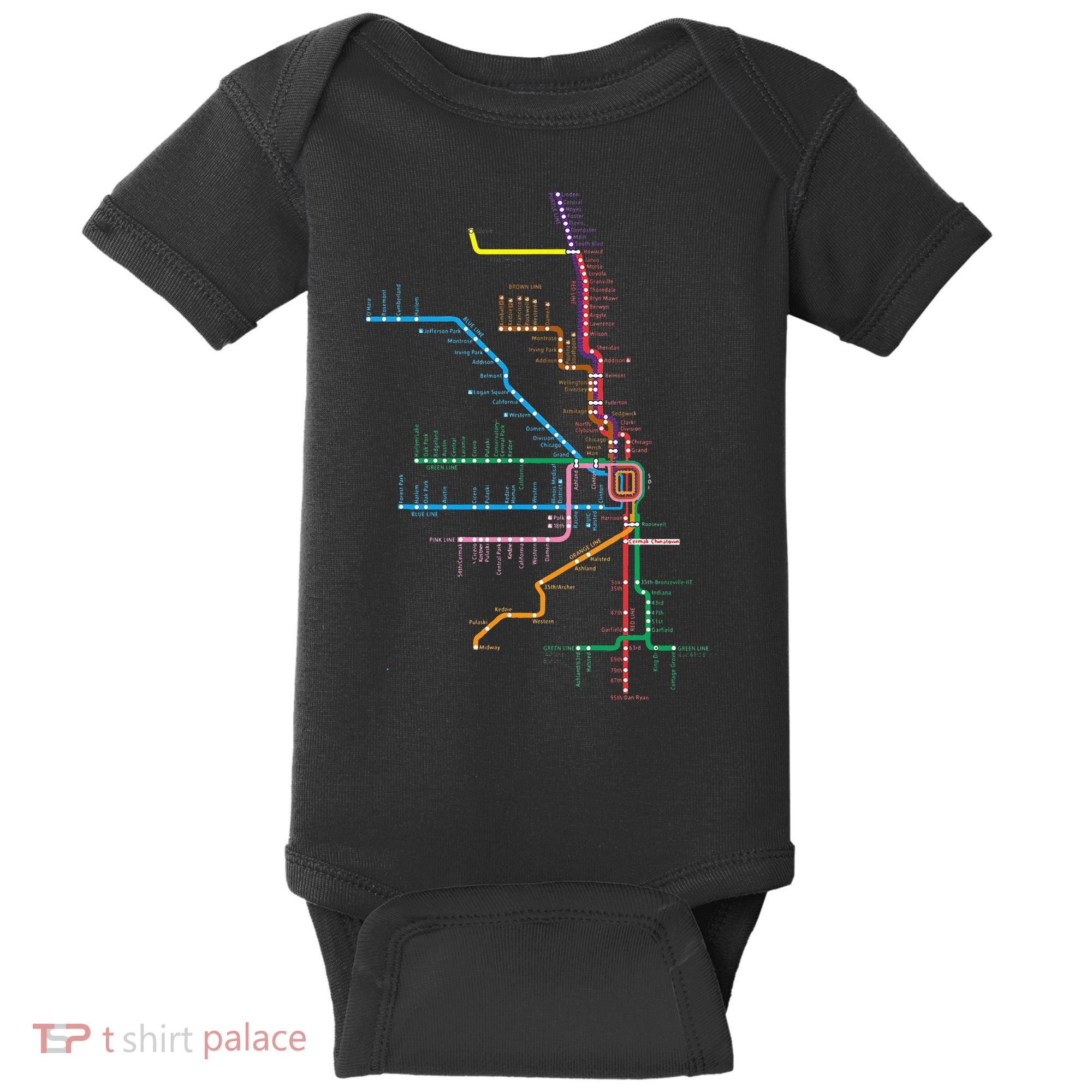 Chicago Trains Map Baby Bodysuit
