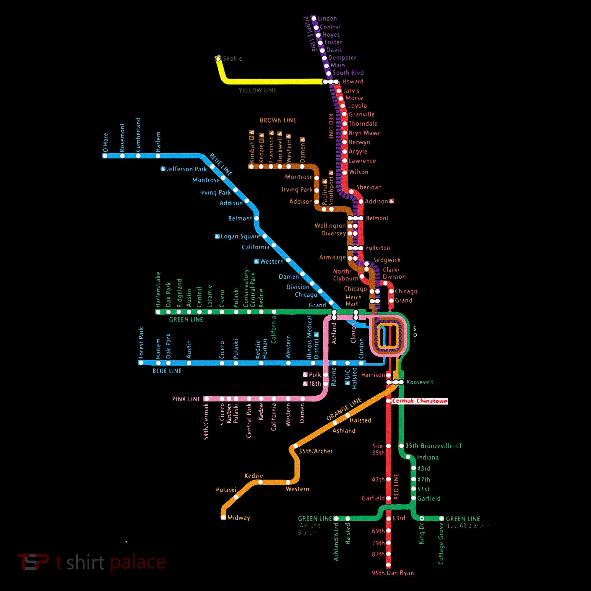 Chicago Trains Map Toddler Hoodie