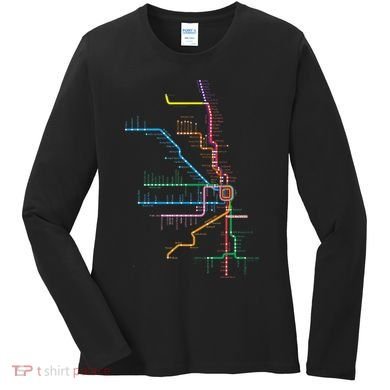 Chicago Trains Map Women's Long Sleeve Shirt