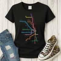 Chicago Trains Map Women's T-Shirt thumb 3