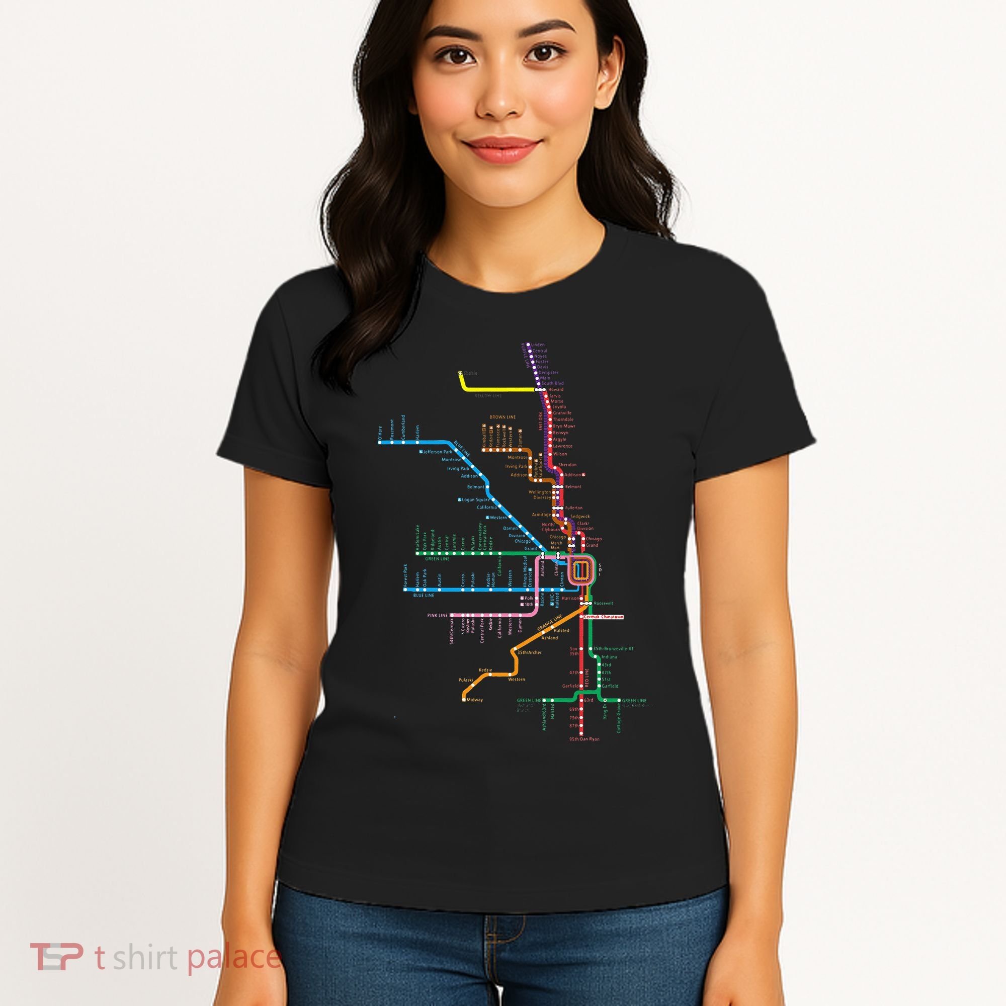 Chicago Trains Map Women's T-Shirt