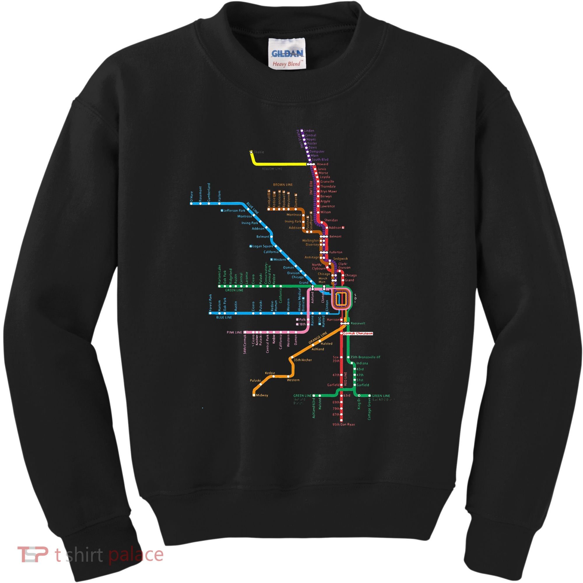 Chicago Trains Map Kids Sweatshirt