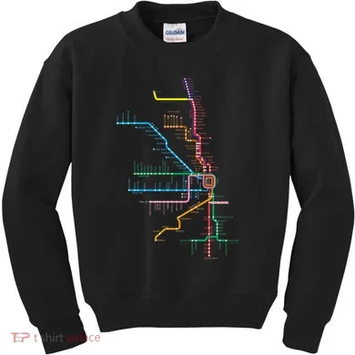 Chicago Trains Map Kids Sweatshirt