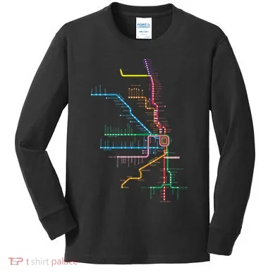 Chicago Trains Map Kids Long Sleeve Shirt