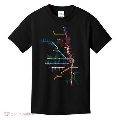 Chicago Trains Map Kids T-Shirt