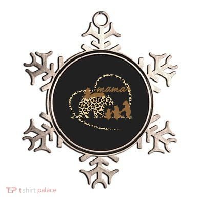 Cute Trendy Mama Bear 5 Cubs Mom Cheetah Print Heart Design  Ornament